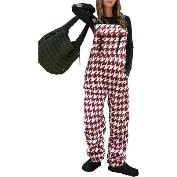 Women´s Fleece Overalls Adjustable Strap Loose Casual...